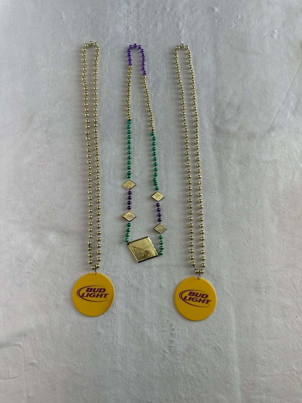 Lot of 3 Bud Light Mardi Gras Bead Necklaces